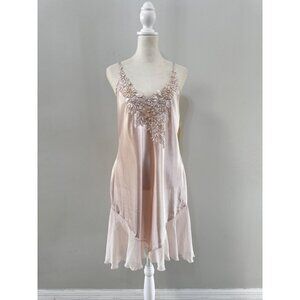 Vintage Linea Donatella Blush Pink Bridal Style Lace Chemise Nightgown medium